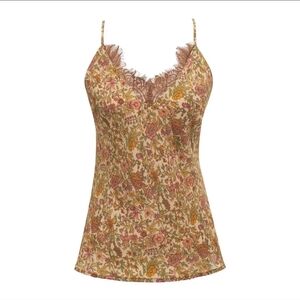 Bali Mini Floral Print/Tobacco Cami Top Gold Hawk Small, Med NWT